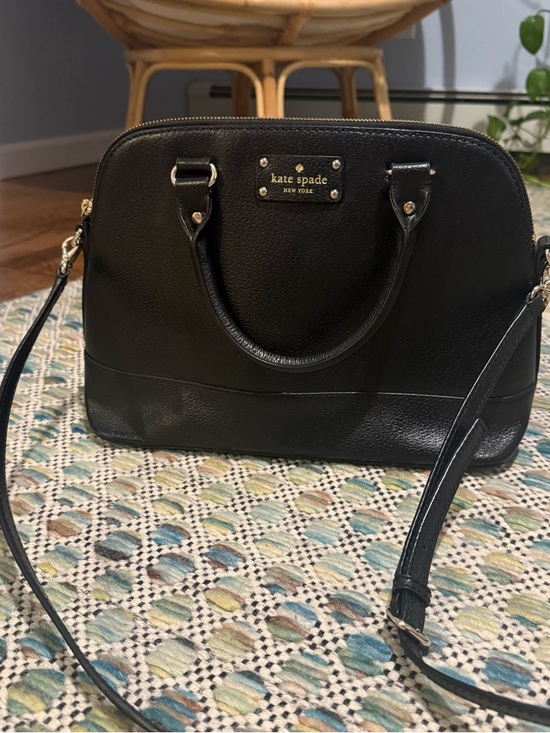 kate spade Handbags - kate spade black leather dome satchel with crossbody strap